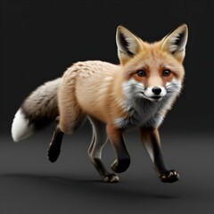 Obraz premium energetic young fox running against black background with speed effect for use in dynamic animal-themed graphics