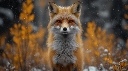 Obraz premium A red fox standing in the snow in a field