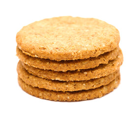Oatmeal digestive biscuit, isolated on white background 