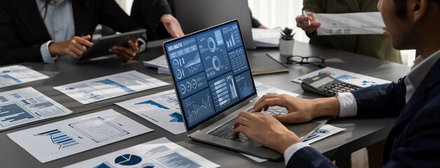 Business data dashboard provide business intelligence analytic for marketing strategy planning...
