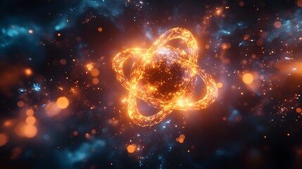 Obraz premium Artistic interpretation of particle interactions and quantum foam in a vibrant subatomic realm, exploring movement and abstract beauty