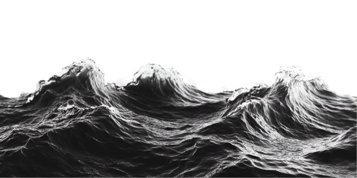 Dramatic Black and White Ocean Waves Powerful Nature Scene