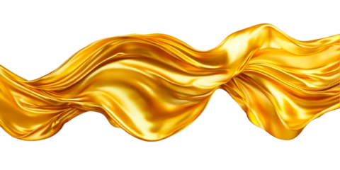 Golden silk flowing elegantly on black background luxurious texture design