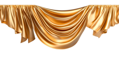 Golden silk fabric drapes elegantly on black background luxurious textile art design