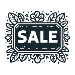 Decorative sale sign with floral elements for promotional offers and discounts