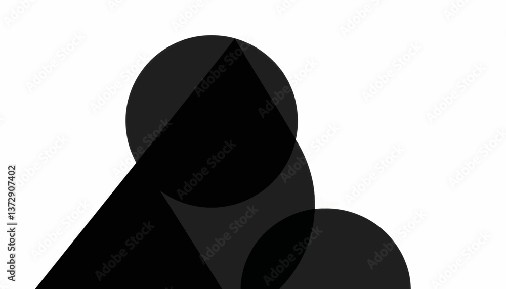 Poster abstract shapes in contrasting black tones create a minimalist composition on a white background