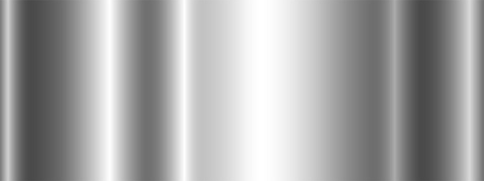 Silver metallic gradient. Metallic polished glossy abstract background. The texture of a smooth metal surface. Vector EPS 10.
