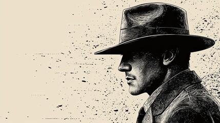 A man in a hat is looking away from the camera