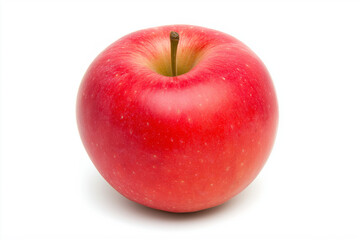fresh and vibrant red apple resting on white background, showcasing its smooth skin and natural shine, evokes sense of health and vitality