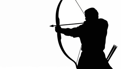 Archer practicing precision skills in a silhouette against a plain background