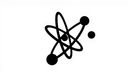 Symbol representing atomic structure depicting electrons orbiting a nucleus on a clean white background