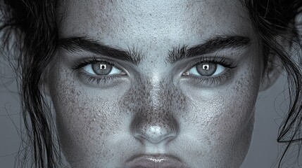 Obraz premium A close up of a woman's face with freckles on her face