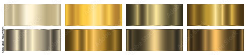Poster golden metallic gradient with a frame on a white background. a pattern with a shiny metallic gradien