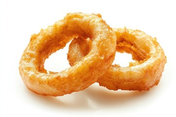 Close-up of a delicious onion ring, isolated on a white background