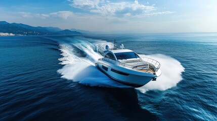 Fototapeta premium Luxury Yacht Cruising the Mediterranean Sea