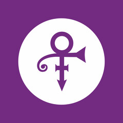 Round icon Prince symbol on purple background. illustration of love sign, prince symbol.	