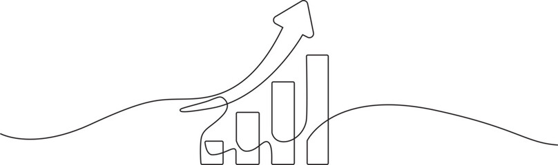Growing graph continuous line drawing,Successful business strategy,growth graph chart
