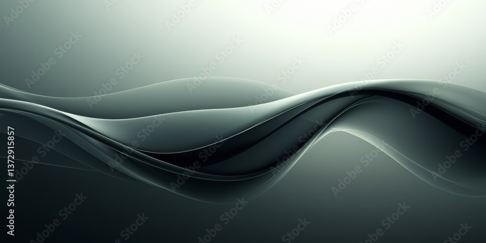Leinwandbilder Minimalistic Dark Wave Moving Horizontally Across Soft Gradient Background With Subtle Lighting Highlights