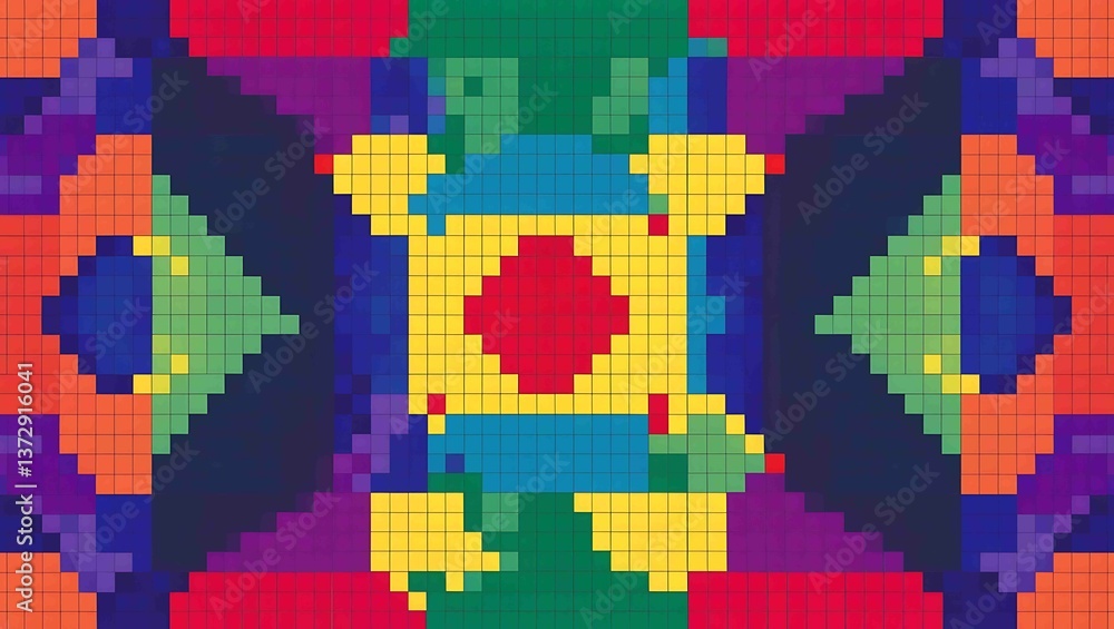 Poster colorful abstract mosaic pattern background with a seamless pixel design