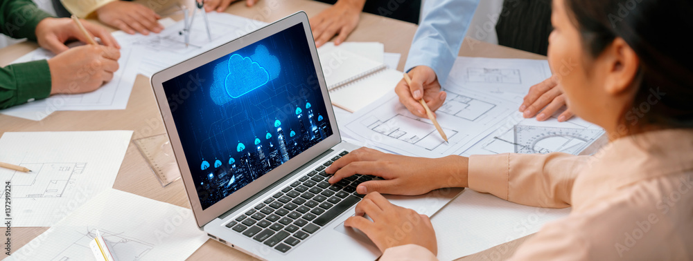 Poster cloud computing software for brisk remote work and personal data storage