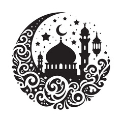 Minimalist Ramadan Mubarak vector design with elegant typography