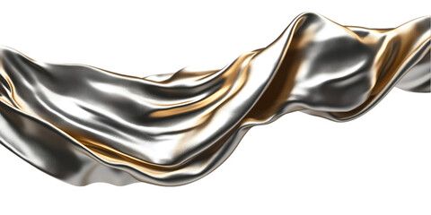 Elegant silver and gold fabric flowing dramatically against a black background