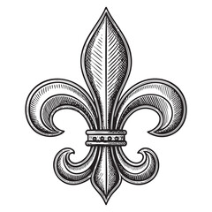 fleur de lis symbol engraving vector illustration