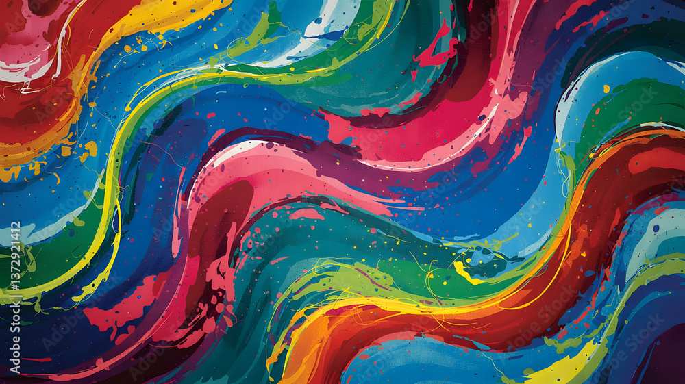 Poster abstract swirl of colors: a vibrant abstract composition features flowing waves of color, creating a