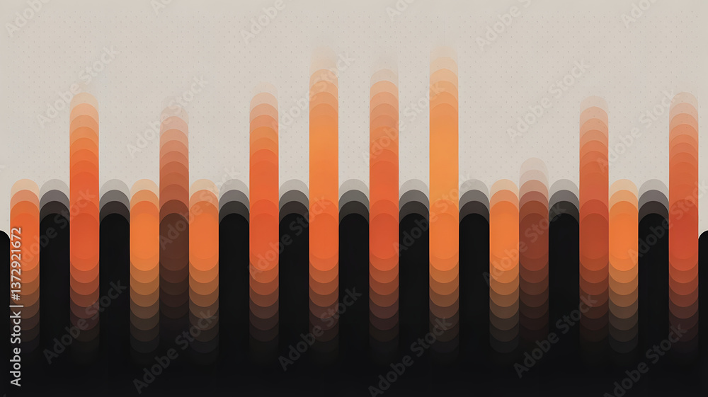 Poster rhythmic colors: a mesmerizing abstract composition of vertical lines in vibrant orange, fading into