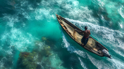 Solitary Fisherman on Turquoise Waters