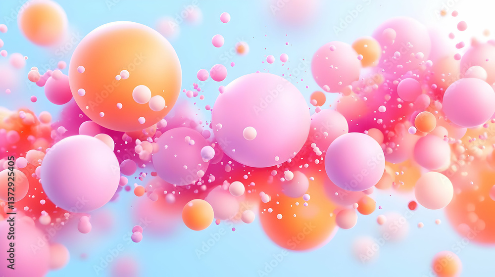 Poster breathtaking array of luminous spheres bursting with colorful light