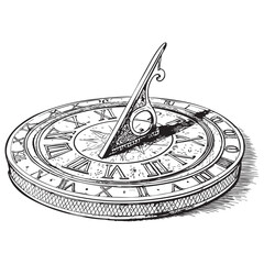 sundial engraving vector illustration