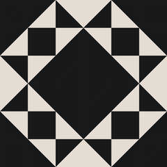 Seamless geometric square triangle pattern in black and white. Graphical illustration for a unique wall decor, textiles and interior design.