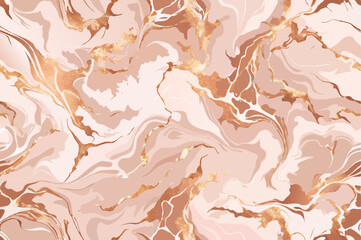 Golden pink marble seamless premium background. Vector illustration.