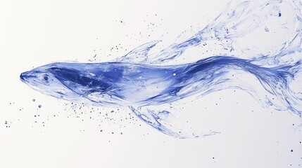 Obraz premium Abstract blue watercolor painting of a fish on white background