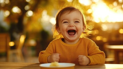 A baby&acirc;&euro;&trade;s open-mouthed laughter, their entire face crinkled with happiness