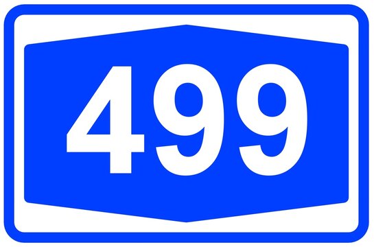 Illustration eines Autobahnschildes der Autobahn 499 in Deutschland	