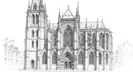 Fototapeta premium Gothic Cathedral Sketch