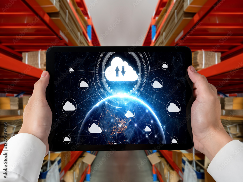 Poster cloud computing software for modish remote work and personal data storage