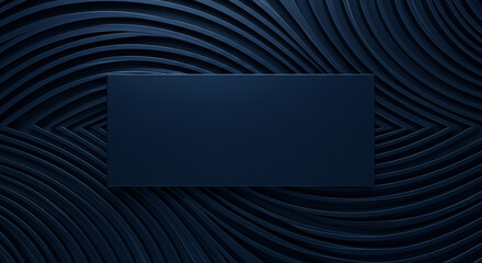 Fototapeta premium A Midnight Blue Canvas: A sleek, dark rectangle rests serenely on a hypnotic swirl of deep indigo lines, creating a sense of calm and sophisticated mystery.