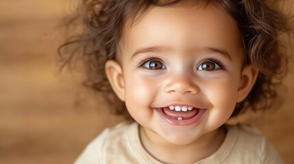 A close-up of a baby&acirc;&euro;&trade;s toothless smile, cheeks rosy and eyes sparkling with joy