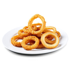 Fototapeta premium fried onion rings on a plate isolated on transparent background