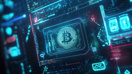 Fototapeta premium Bitcoin Digital Currency: Futuristic Interface