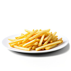 french fries on a plate isolated on transparent background