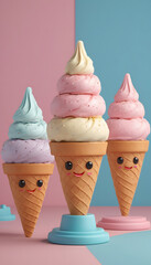 Adorable Cartoon Ice Cream Cones: A Delightful Summer Treat