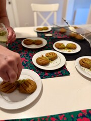 Turkish traditional sherbet dessert kalburabasti sekerpare or deniz dalgasi