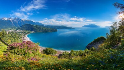 A beautiful view of the beach or the coastline of the ocean;