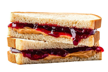 Double-Decker Peanut Butter and Jelly Sandwich, Isolated on Transparent Background, Food Photography, Delicious, sandwich, food, jelly