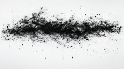 Abstract Black Ink Cloud on White Background - Modern Art Concept of Chaos and Creativity