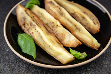 Baked eggplant vegetable cooking tasty fresh delicious gourmet food background table rustic food top view copy space keto and paleo diet vegetarian and vegan food